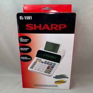 Sharp EL-1501 Paperless Printing Calculator 12-Digit White NEW Box Damage